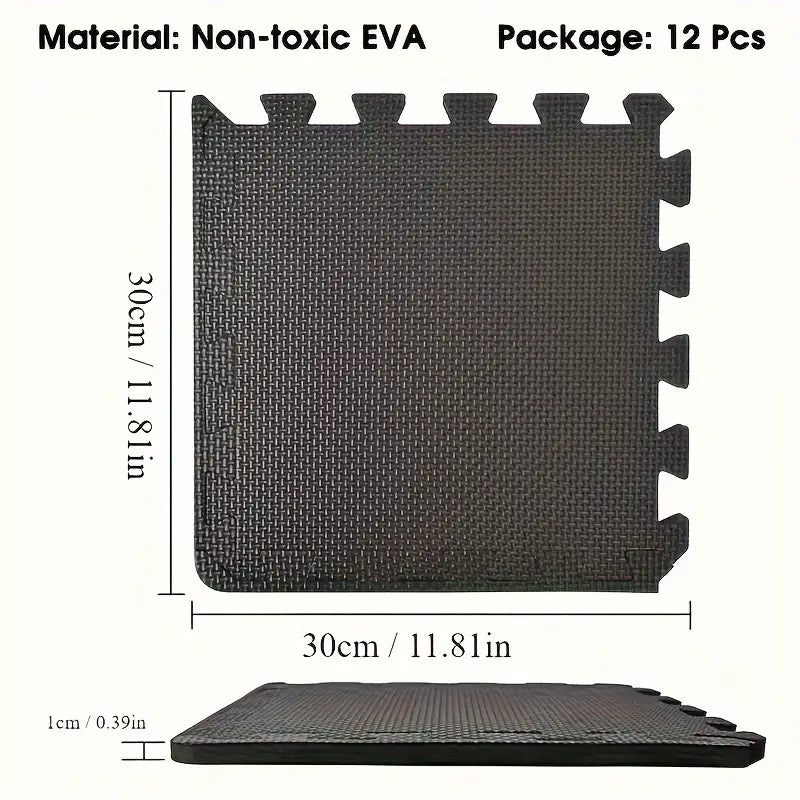 NNETM Durable Comfort 12-Piece Premium Soft Yoga Mat Set - Non-Slip, Black-4