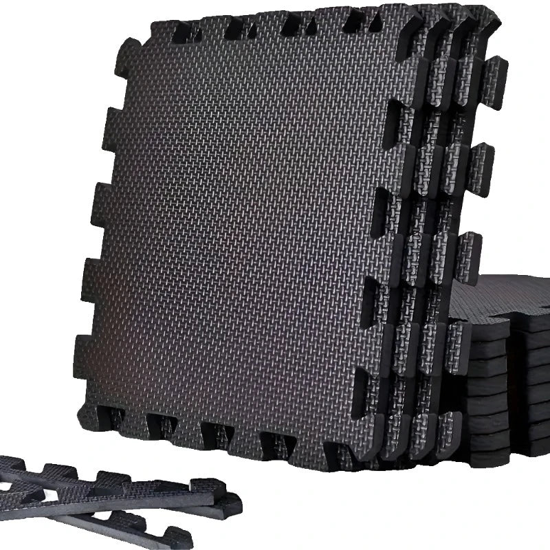 NNETM Durable Comfort 12-Piece Premium Soft Yoga Mat Set - Non-Slip, Black-0