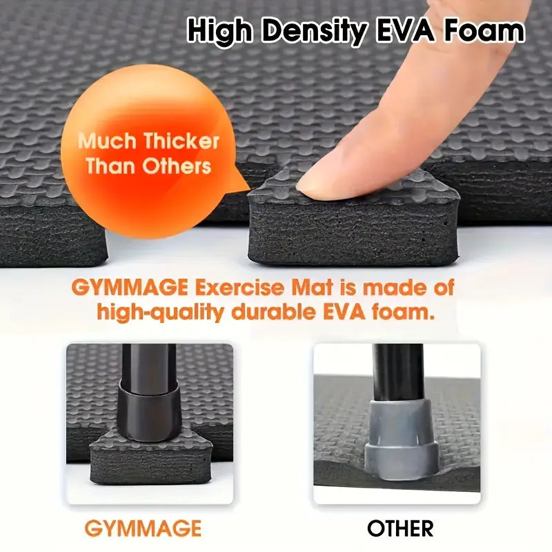 NNETM Durable Comfort 12-Piece Premium Soft Yoga Mat Set - Non-Slip, Black-2